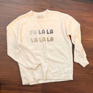 LOFT Cream Sweater with Multicolor Text